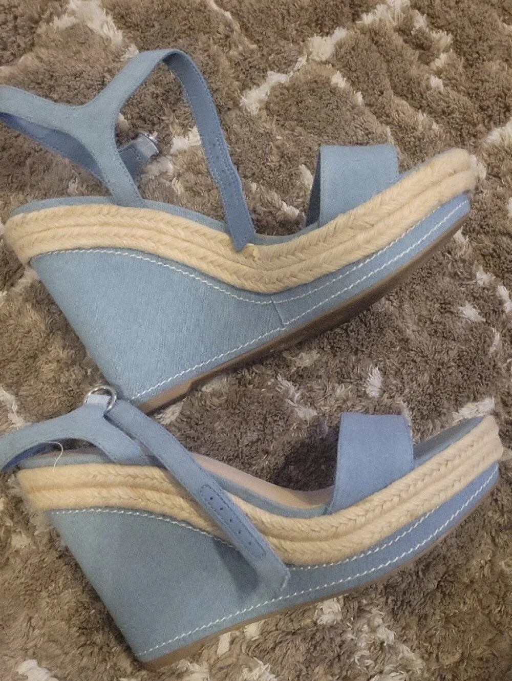 ALDO Light Blue Canvas Slingback Espadrille Wedge Sandals